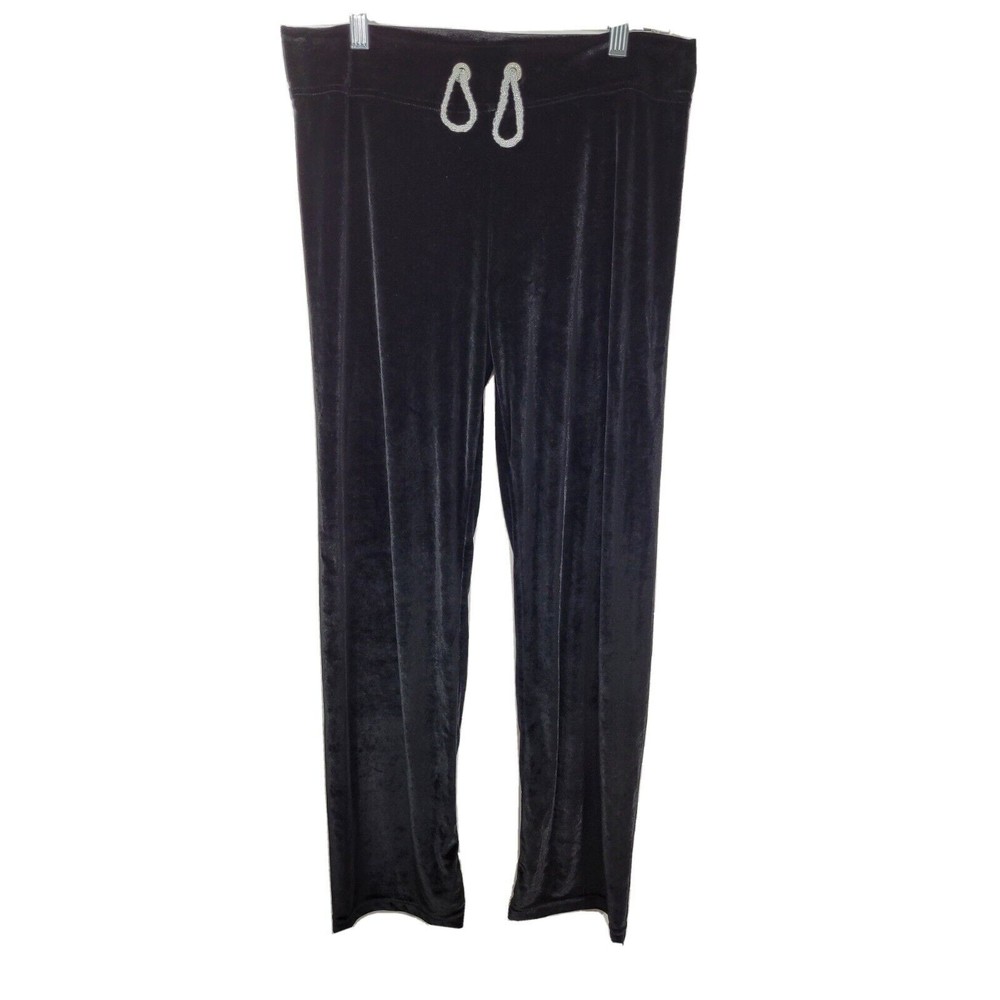 Yves Saint Laurent Small Womens velvet velour Wide Leggings Pants Black FLAW*